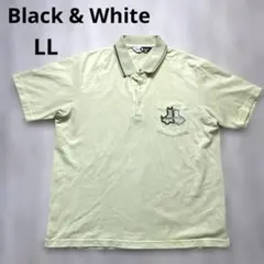 Black & White ポロシャツ LL 淡い緑 ロゴ入り 半袖 日本製