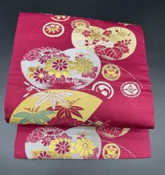 名古屋帯 洒落帯　高級　♢ 正絹　アンティーク　金糸　花柄　古典柄　R426