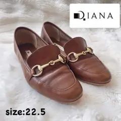 DIANA ダイアナ ローファー レザー 本革 ブラウン ビットパーツ ゴールド