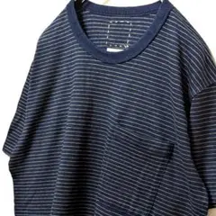 ビズビム ストライプ Tシャツ ネイビー 紺色 古着 サイズ3