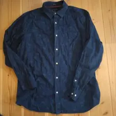 値下げ　BANANA　REPUBLIC　XL TG ネルシャツ　植物柄　ネイビー