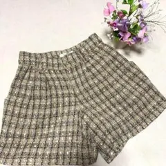 ✨美品✨レディース ショートパンツ　チェック柄　上品 ズボン 秋冬
