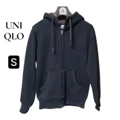 ユニクロ UNIQLO 裏ボアジップアップパーカー ブラック S