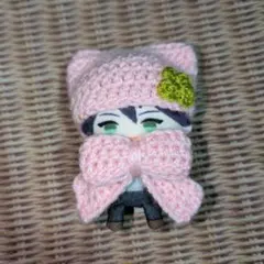 《桜餅》にじぱぺっと ぬい服 10cm 猫耳ニット帽 リボン