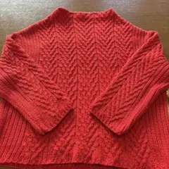ZARA ケーブル編みニットセーター L レッド