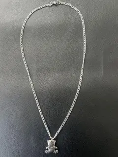 【ステンレス製】クマチャーム ネックレス シルバー調