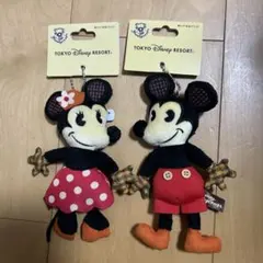 ミッキーミニーぬいぐるみバッジキーホルダー