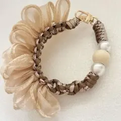 パラコード　チュール　スマホストラップ　エレガント　パール　バッグチャーム