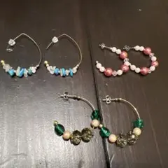 ハンドメイド　ビーズピアス 4点セット