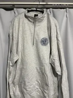 HUF グレー ハーフジップ スウェット