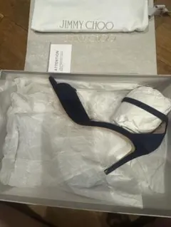 新品 ジミーチュウ ANNIE85 ネイビー サンダル 36.5 結婚式 二次会