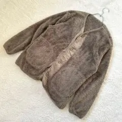 r3169 　☆ジーユー/M/茶色//ボアフリースカーディガン/ノーカラー/秋冬