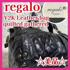 ☆美品☆ regalo レガロ Y2K レザーバッグ キルティング ギャザー 黒のサムネイル