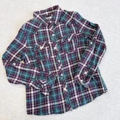 アーノルドパーマー　長袖シャツ　チェック柄　ブラウングリーンMサイズ　綿100%