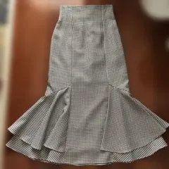 極美品！ギンガムチェック フレアロングスカート　マーメイドスカート