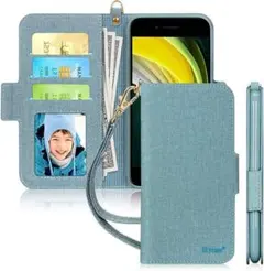 ⭐️iPhone 13Pro 6.1インチ　ケースレザー 手帳型ミントグリーン