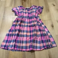 Branshes 半袖ワンピース 120cm ピンク系チェック