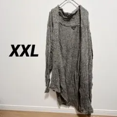 カーディガン レディース グレー 長袖 XXL 3XL ゆったり 大きめ 古着