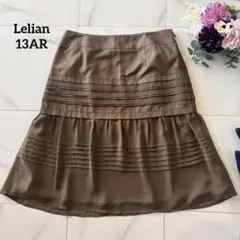 NO2-103 lelianフレアティアードスカート　カーキ　13号