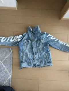 袖ロゴ ダメージ加工 デニムジャケット Gジャン FUTURE