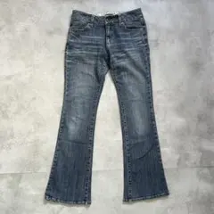 Y2K フェアリーグランジ ブーツカット フレアデニム ジーンズ ハート刺繍
