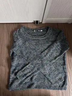 青系混合色 クルーネック ニットセーター