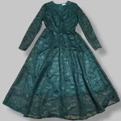 【美品】MIGEER パーティードレス 刺繍レース ワンピース 結婚式 XL 緑