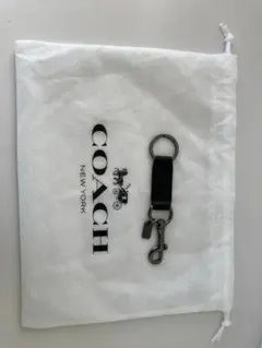COACH ブラックレザー キーホルダー・キーリング