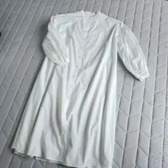 W CLOSET バンドカラー シャツワンピース ホワイト