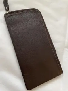 カルクル ブラウンレザー長財布 オレンジボタン付き - メルカリ