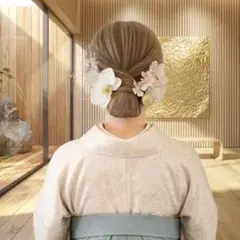 卒業式　桜＆胡蝶蘭　髪飾り（金箔付き）和装　振袖　結婚式　成人式　袴