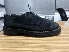 黒 スエード レースアップシューズ