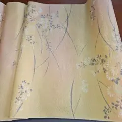 淡い黄色 花柄 着物反物 端切れ 小物作り用
