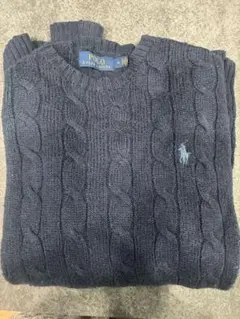 ポロラルフローレン　ニット　ケーブル編み　ネイビー　ポニー刺繍　Mサイズ