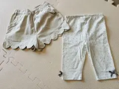 プティマイン90cmスカラップショートパンツ&ドット7部丈レギンスセット