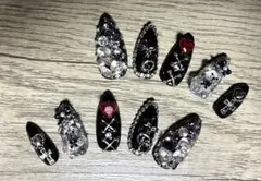 IKKA ブラック×シルバーデコネイル