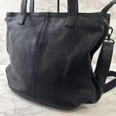 ノーブランド 日本製 本革 レザー 2wayショルダーバッグ トートバッグ 黒