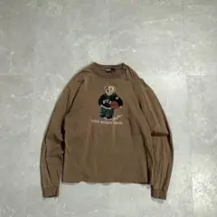 90s Polo ベア ロンt シングルステッチ USA古着 短丈 ヴィンテージ