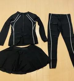 スポーツ用水着3点セット ブラック