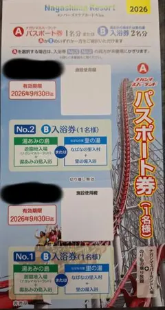ナガシマスパーランド★パスポート１枚★2026.9.30までのサムネイル