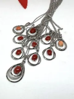 在庫処分　天然珊瑚付きペンダント　10個　チェーン付きまとめ売り