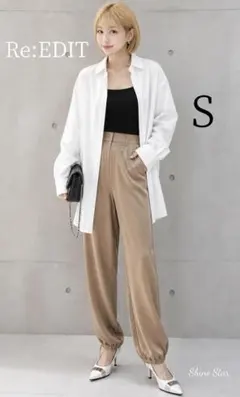 Re:EDIT リエディ　サテン　ジョガーパンツ モカ S　新品未使用のサムネイル