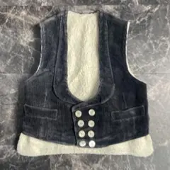 vintage 木こり師　ダークグレー コーデュロイ ダブルブレスト ベスト