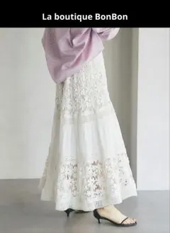 【La boutique BonBon】コットンレースティアードマキシスカート