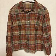 【期間限定品】 CROCODILE チェック柄 長袖シャツ ブラウン系 Mのサムネイル