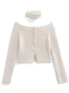 GRL チョーカー付きオフィシャルフェザーニットトップス lt69 アイボリー