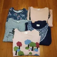 120cm 長袖Tシャツ5点セット★薄手 女の子　春秋用　記名あり