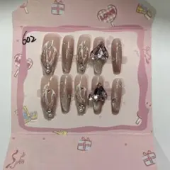 ネイルチップ 602 グラデーションストーン装飾 付け爪　クリスタル　キラキラ