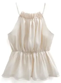 【GRL】ホルターネックオーガンジーペプラムトップス[ac2397] サイズM