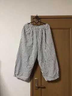 SM2 綿麻ハーフギャザーバルーンパンツ　ストライプ